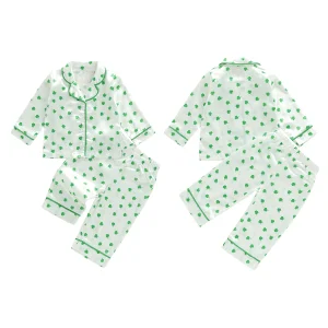St Patrick s Day Green Satin Pajama Set